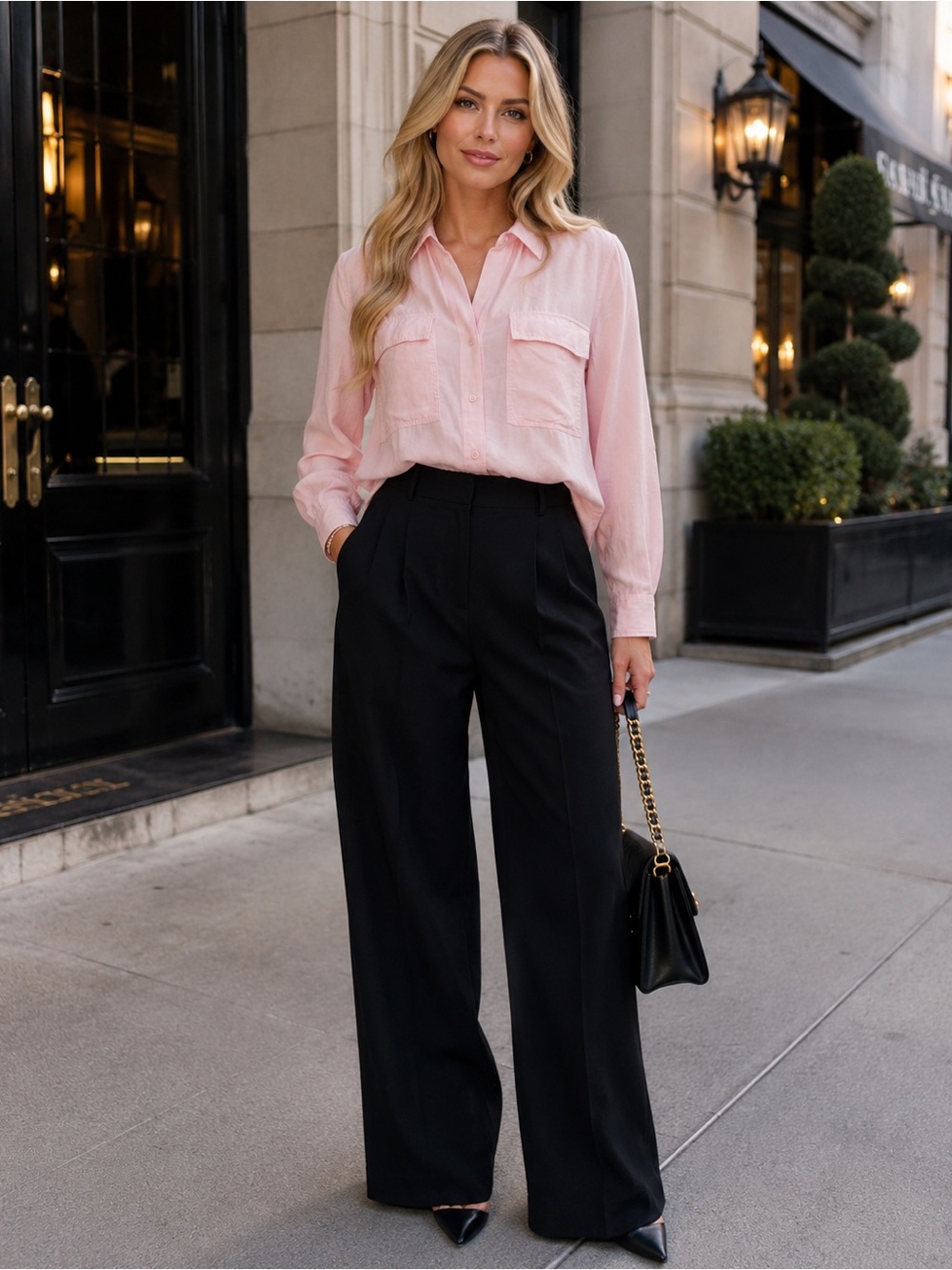 Aritzia Babaton Soft Pink Lyocell Utility Button-Down Shirt Size Medium